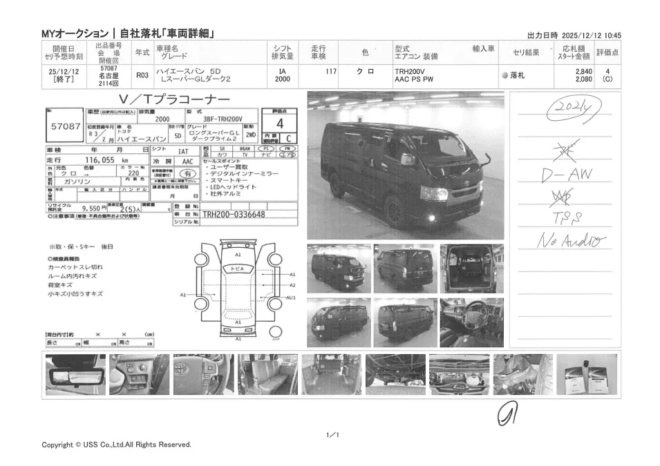 TOYOTA HIACE, TRH200V, SUPER GL-DARK PRIME II, SPARKLING BLACKISH PURPLE COLOR, YEAR 2021, 1990CC